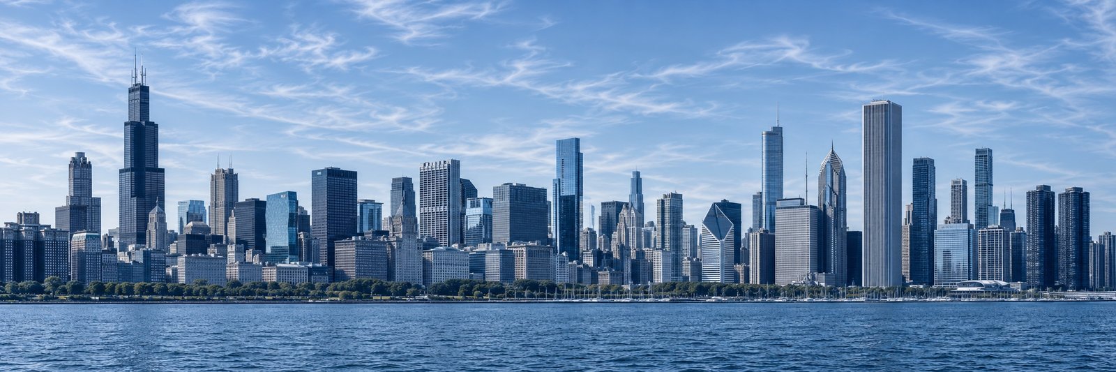 A panoramic city skyline across the water