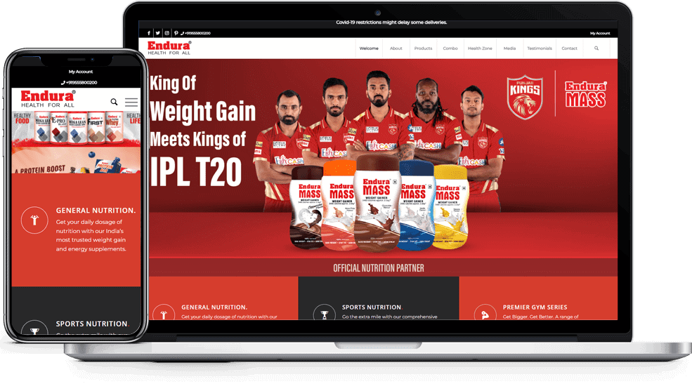 Endura Supplements website design from the PageTraffic portfolio